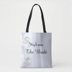 The Bride Personalised Faux Vintage Lace Tote Bag