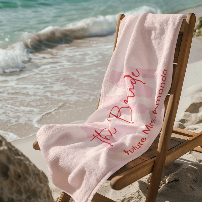 "The Bride" Personalised Pink Beach Towel | Future (Creator Uploaded)