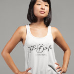 The Bride Personalised Trendy Minimalist Wedding Singlet<br><div class="desc">This chic,  simple bride tank top features your name underneath elegant black typography reading The Bride. Customise these elegant,  modern bridal tanks for your wedding events like the bachelorette party.</div>