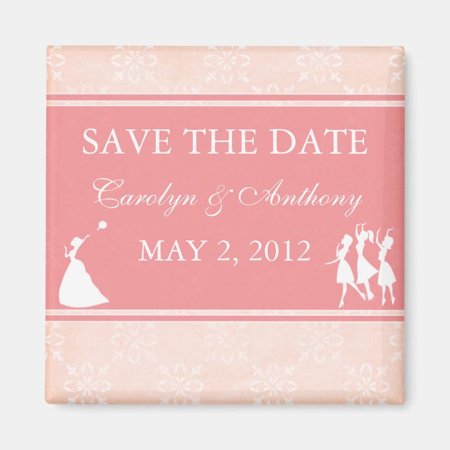 The Bride Rose Pink SAVE THE DATE Magnet (Front)
