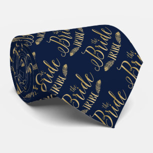 The Bride Tribe Gold Text Design Pattern Tie