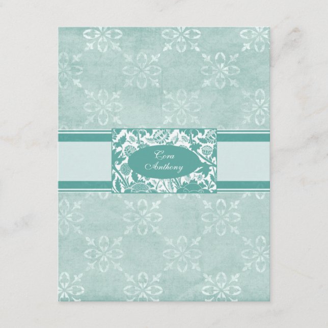 The Bride turquoise Wedding reception card (Front)