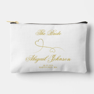 The Bride - Two Elegant Gold Hearts  Accessory Pouch