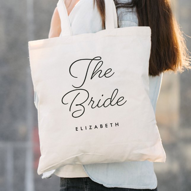 The Bride Wedding Calligraphy Tote Bag (Creator Uploaded)