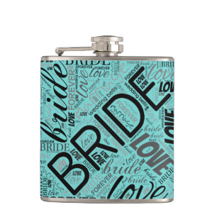 The Bride Word Cloud Black ID253 Hip Flask