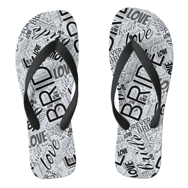 The Bride Word Cloud Black ID253 Thongs (Footbed)