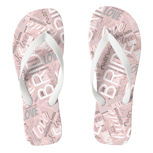 The Bride Word Cloud White ID253 Thongs (Footbed)