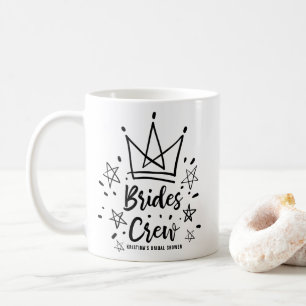 The Bride's Crew Lettering Crown and Stars Custom Coffee Mug