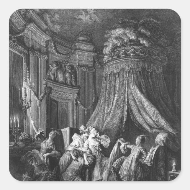 The bride's going-to-bed ceremony square sticker (Front)