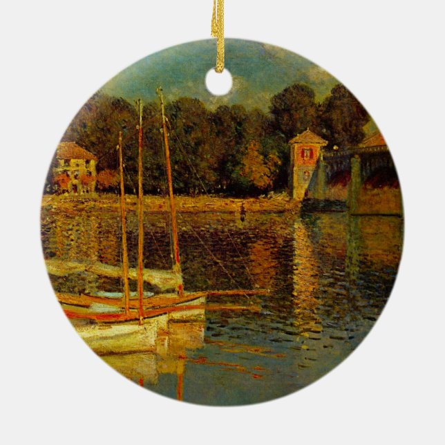 The Bridge at Argenteuil by Claude Monet Ceramic Ornament (Back)