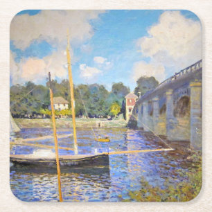 The Bridge at Argenteuil, Monet Square Paper Coaster
