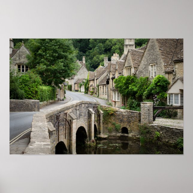 The bridge in Castle Combe, UK poster (Front)