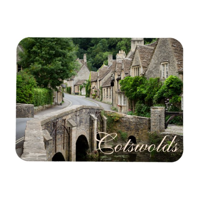 The bridge in Castle Combe, UK text magnet (Horizontal)