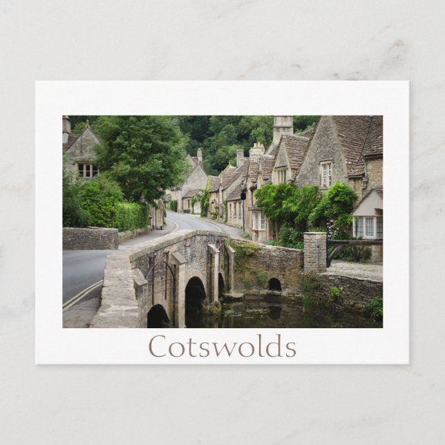 The bridge in Castle Combe, UK text postcard (Front)
