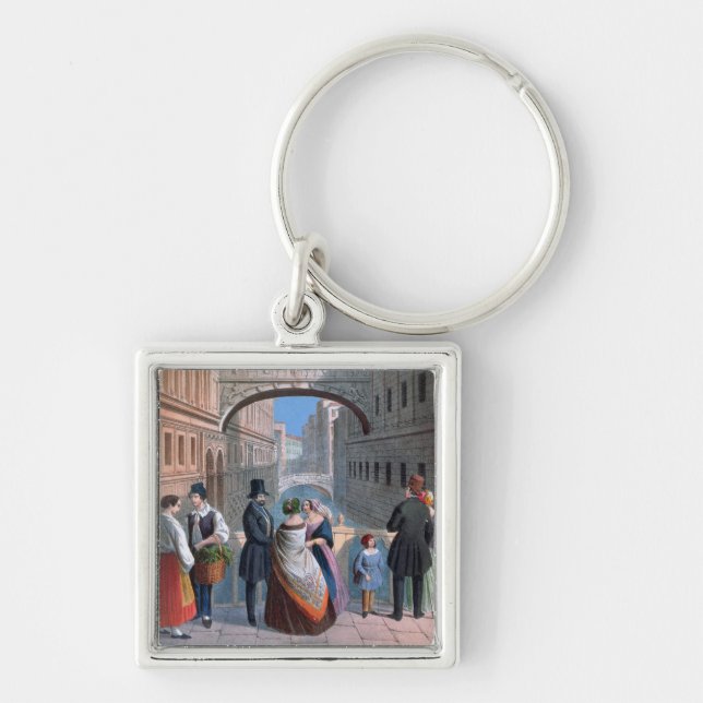 The Bridge of Sighs, Venice, engraved by Brizeghel Key Ring (Front)