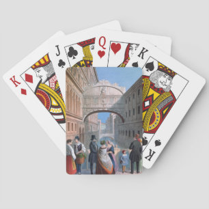 The Bridge of Sighs, Venice, engraved by Brizeghel Playing Cards