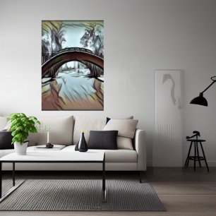 The bridge over the water   AI Art  Poster