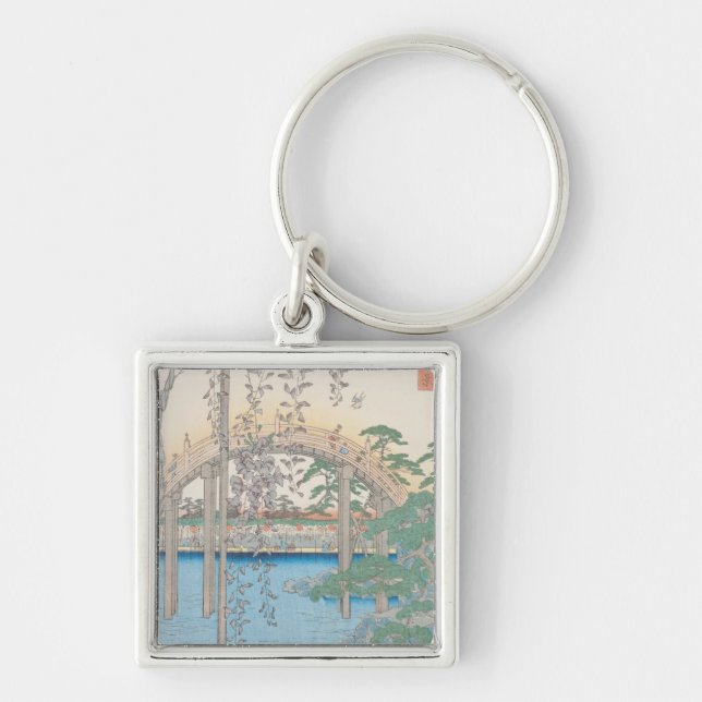 The Bridge with Wisteria or Kameido Tenjin Key Ring (Front)