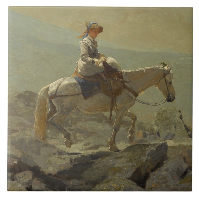 The Bridle Path, White Mountains (Winslow Homer) Ceramic Tile (Front)