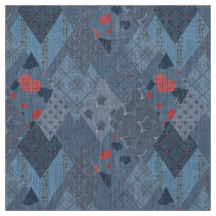 The bright blue patchwork fabric