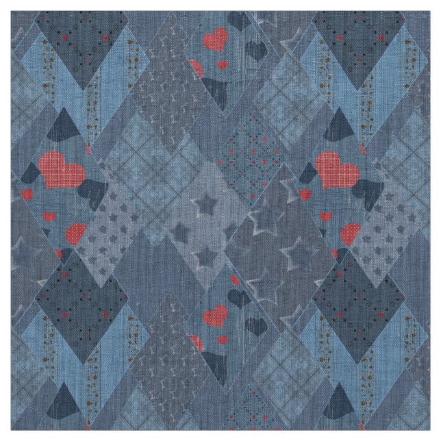 The bright blue patchwork fabric (Swatch)