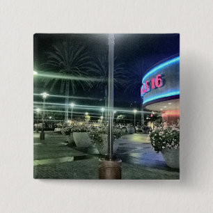 The Bright Lights of the Movie Theatre at Night 15 Cm Square Badge