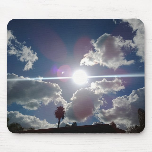 The Bright Sun Shining Through the Silver Clouds Mouse Pad (Front)