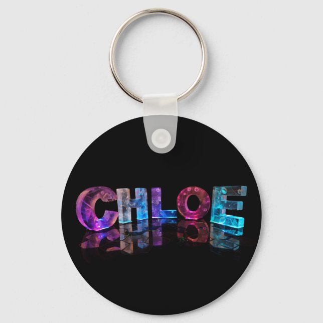 The  Brilliant Name Chloe in 3D Lights Key Ring (Front)