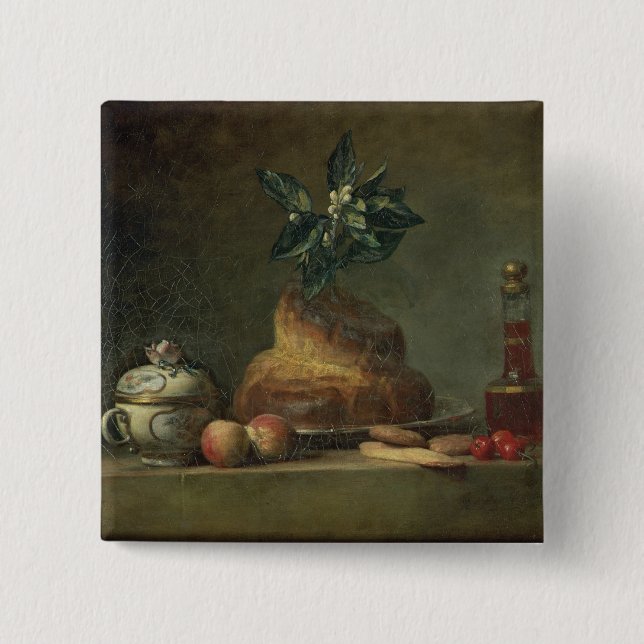 The Brioche or The Dessert, 1763 (oil on canvas) 15 Cm Square Badge (Front)