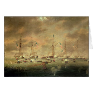 The British and American Fleets Engaged on Lake Bo