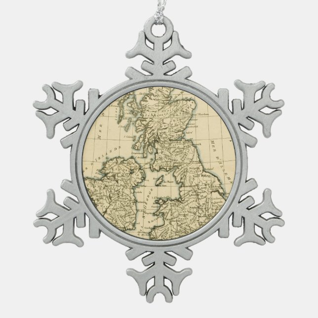 The British Isles Snowflake Pewter Christmas Ornament (Front)