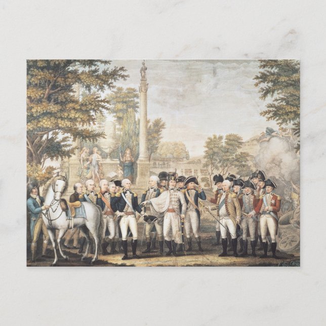 The British Surrendering to General Washington Postcard (Front)