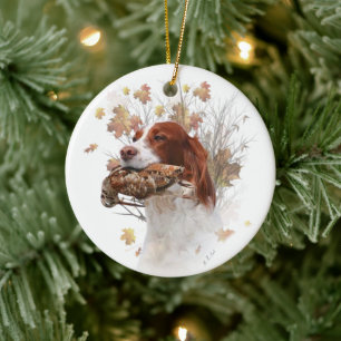 The Brittany spaniel Ceramic Ornament