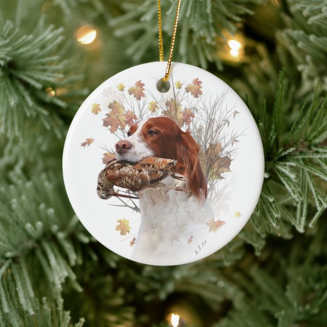 The Brittany spaniel   Ceramic Ornament (Tree)