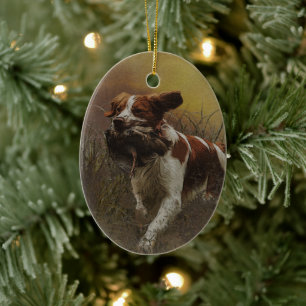 The Brittany spaniel Ceramic Tile Beverage Coas Ceramic Ornament