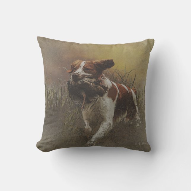 The Brittany spaniel    Ceramic Tile Beverage Coas Cushion (Front)