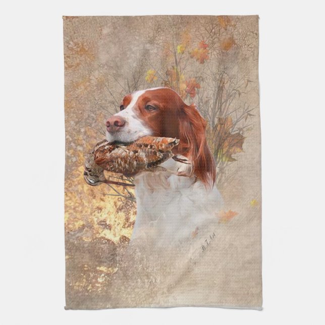 The Brittany spaniel  Duvet Cover Shower Curtain Tea Towel (Vertical)