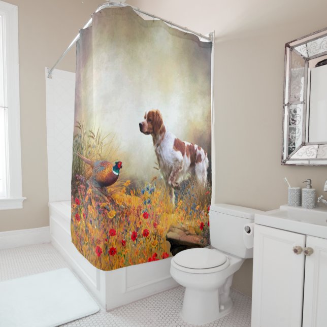 The Brittany spaniel  Shower Curtain (In Situ)