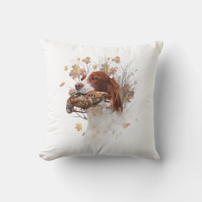 The Brittany spaniel  Tapestry Metal Print Coffee  Cushion (Front)