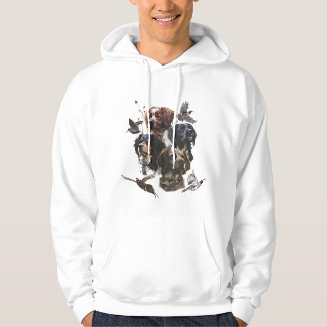 The Brittany Spaniels , Bird Hunting Season Hoodie (Front)
