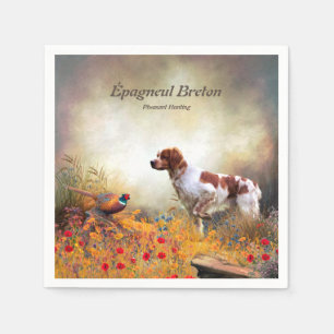 The Brittany Spaniels , Bird Hunting Season Napkin