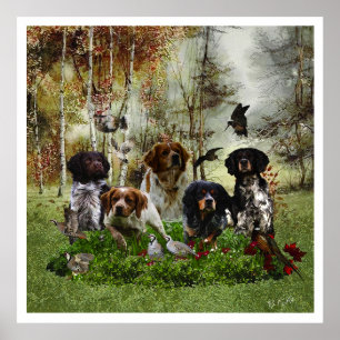 The Brittany Spaniels , Bird Hunting Season Poster