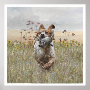 The Brittany Spaniels , Bird Hunting Season Poster