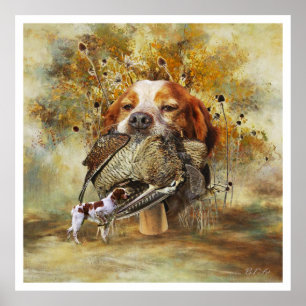The Brittany Spaniels , Bird Hunting Season Poster