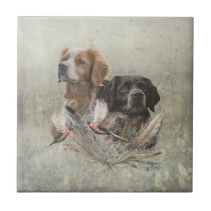 The Brittany Spaniels,  French Brittany, Bird dog, Ceramic Tile