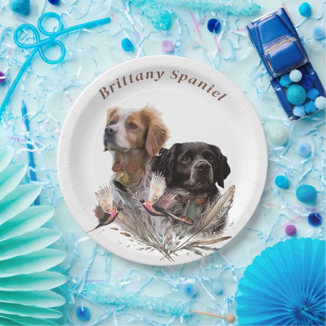 The Brittany Spaniels,  French Brittany, Bird dog, Paper Plate (Party)
