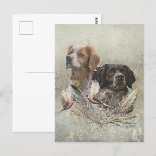 The Brittany Spaniels,  French Brittany, Bird dog, Postcard