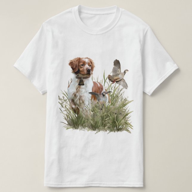 The Brittany Spaniels,  French Brittany, Bird dog, T-Shirt (Design Front)