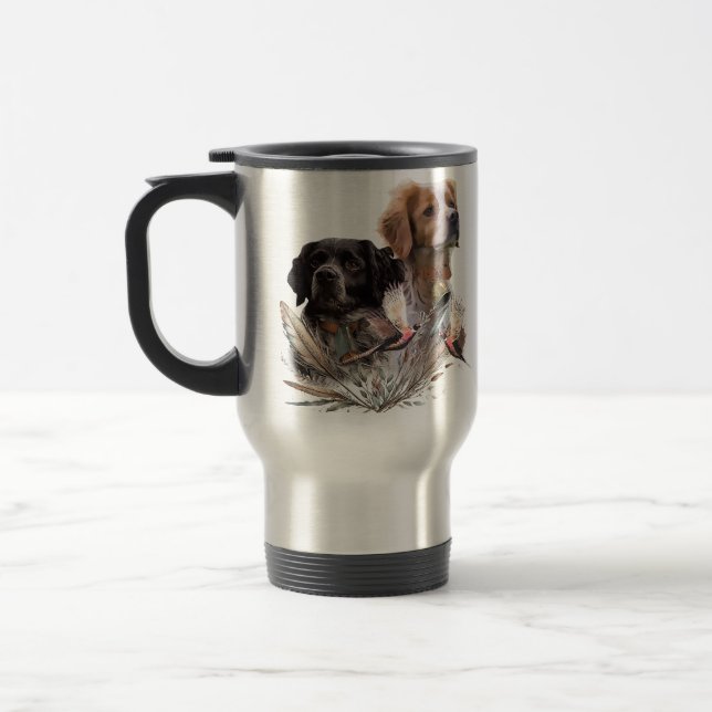 The Brittany Spaniels,  French Brittany, Bird dog, Travel Mug (Left)
