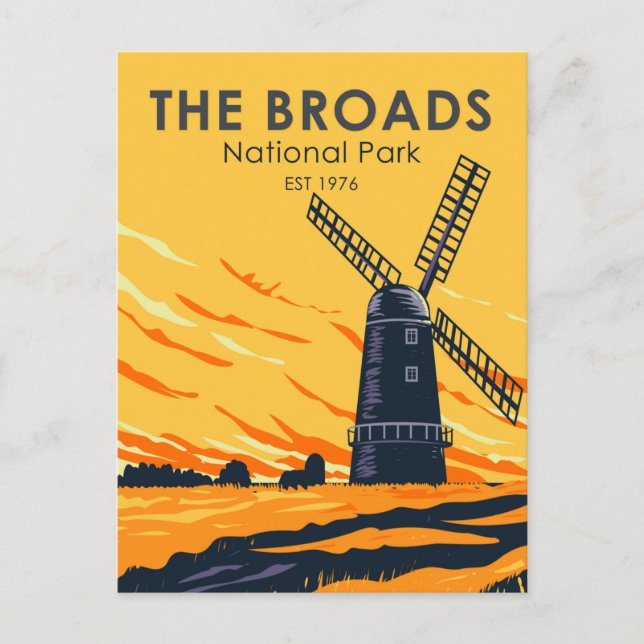 The Broads National Park England Vintage Postcard (Front)
